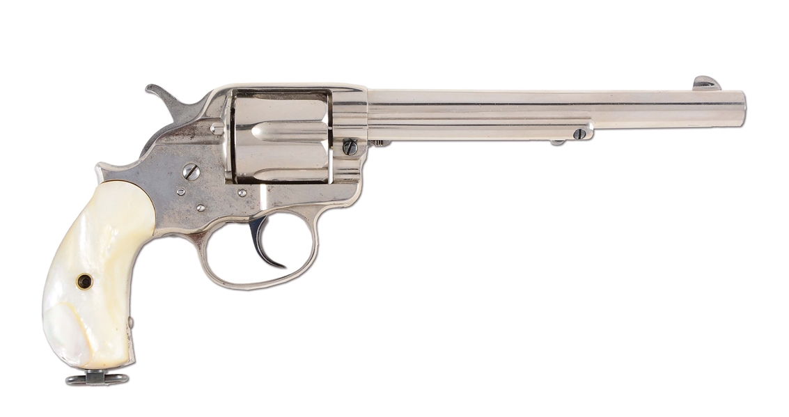 (A) NICKEL ETCHED PANEL COLT MODEL 1878 DOUBLE ACTION REVOLVER (1882).