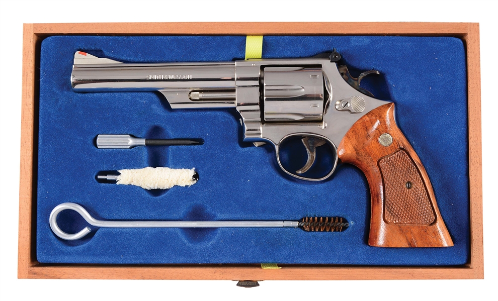 (M) CASED & NICKEL PLATED SMITH & WESSON MODEL 29-2 DOUBLE ACTION REVOLVER.
