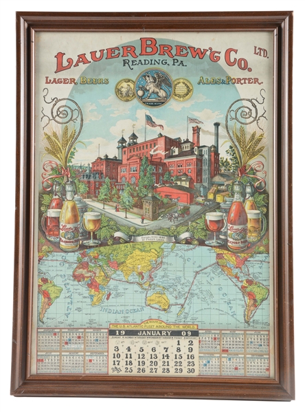 LAUER BREWING CO. READING, PA. ADVERTISING CALENDAR.