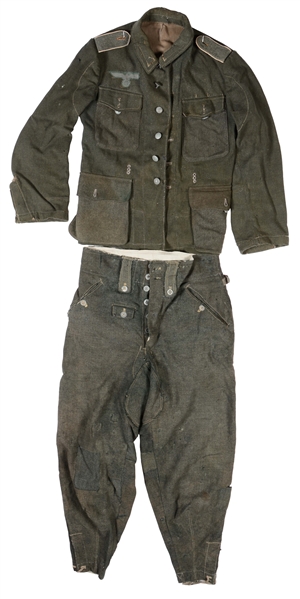LOT OF 2: GERMAN WWII HEER M42 TUNIC & TROUSERS.
