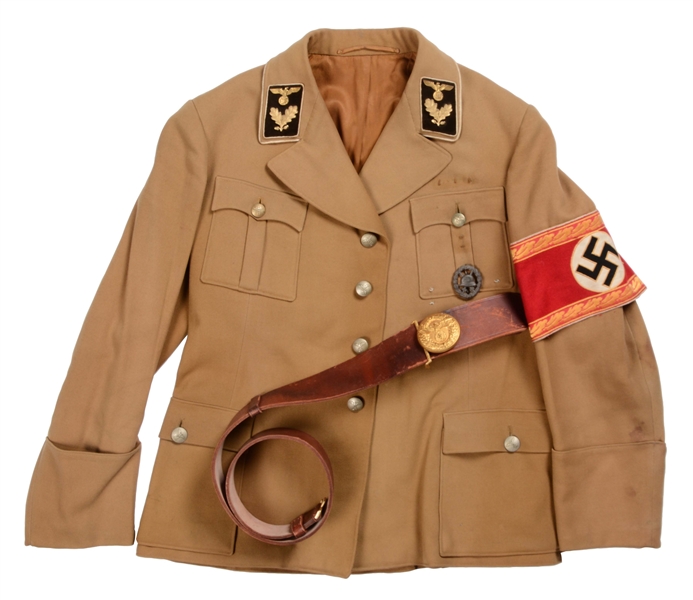 LOT OF 2: GERMAN THIRD REICH NSDAP "KREISLEITER" TUNIC WITH BELT & BUCKLE.