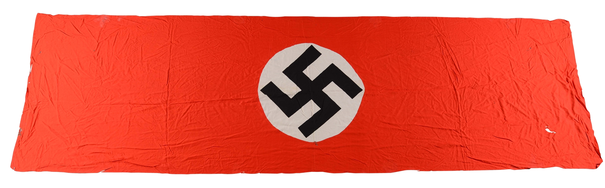 LOT OF 2: GERMAN WWII "GERMAN AUTOMOBILE CLUB" ENAMEL SIGN & NAZI PARTY FLAG.