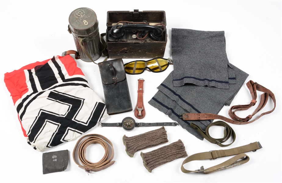 LOT OF MISCELLANEOUS GERMAN & US WWII ITEMS.