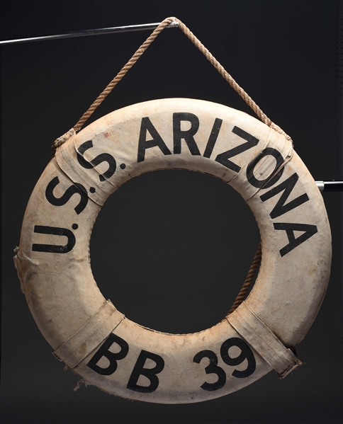 USS ARIZONA LIFE RING RECOVERED AFTER PEARL HARBOR ATTACK.