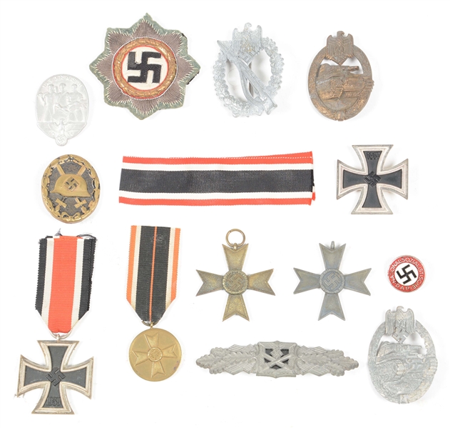 LOT OF 13: GERMAN WWII COMBAT BADGES & MEDALS.