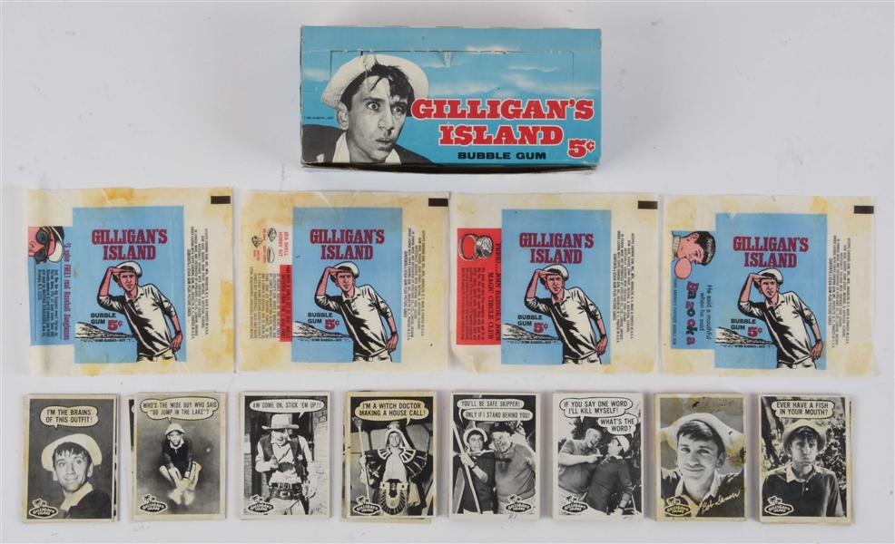LOT OF TOPPS 1965 "GILLIGANS ISLAND" EMPTY WAX BOX, WRAPPERS & CARDS. 