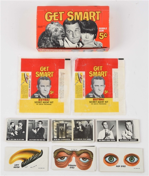 1966 TOPPS GET SMART WAX BOX, WRAPPERS, CARDS & PANEL CARDS. 