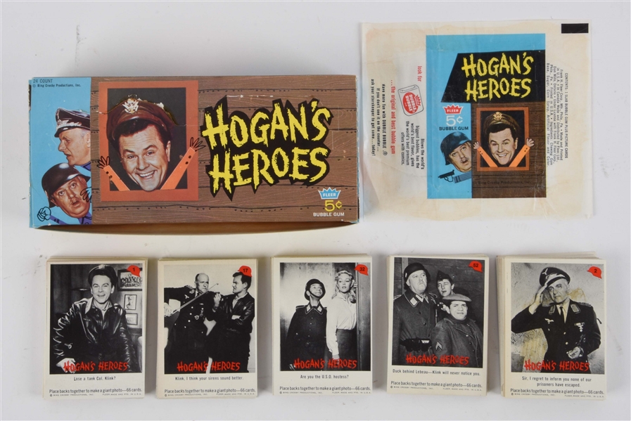 VERY RARE FLEER "HOGANS HEROES" WAX BOX, WRAPPER & CARDS. 