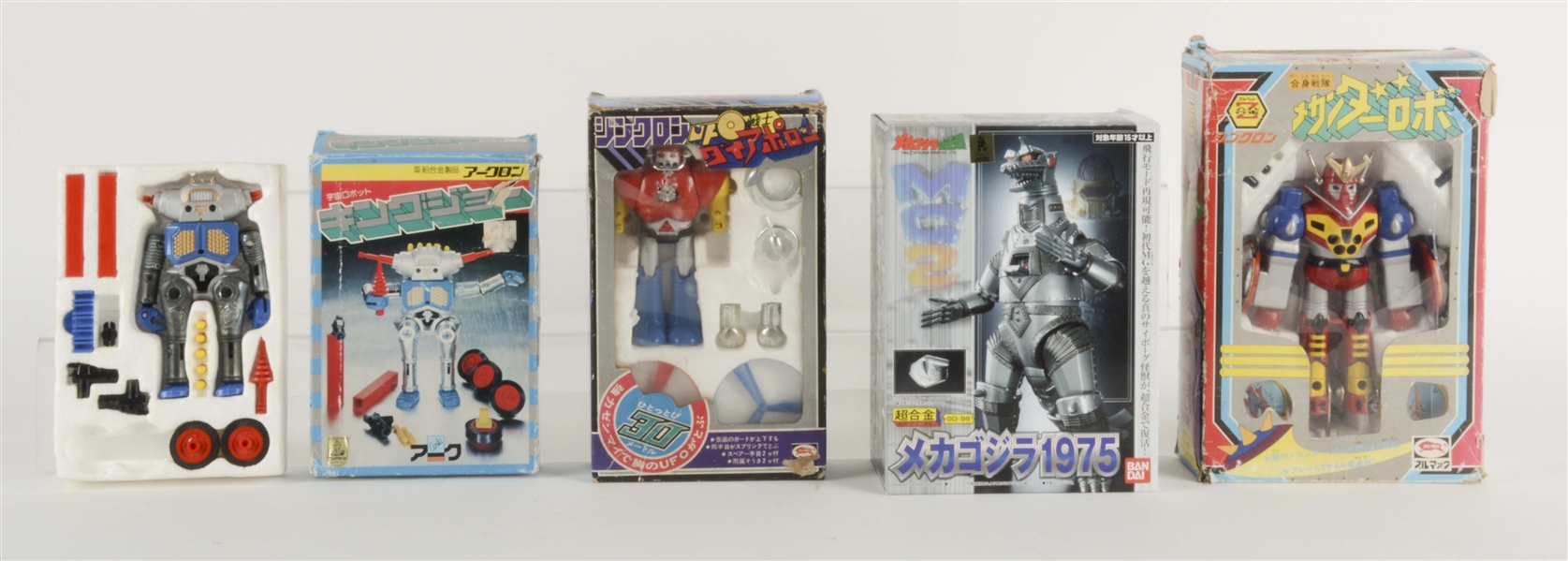 LOT OF 4: JAPANESE DIE-CAST CHARACTER FIGURES & MONSTERS IN BOXES. 