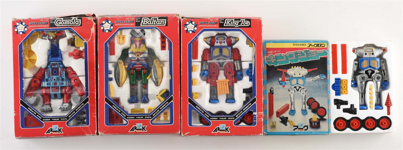 LOT OF 4: JAPANESE ARK DIE-CAST CHARACTER FIGURES IN BOXES. 