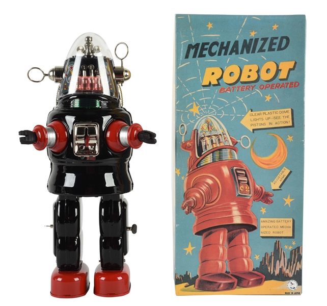 CONTEMPORARY TIN TOY INSTITUTE TIN LITHO BATTERY OPERATED MECHANIZED ROBOT.