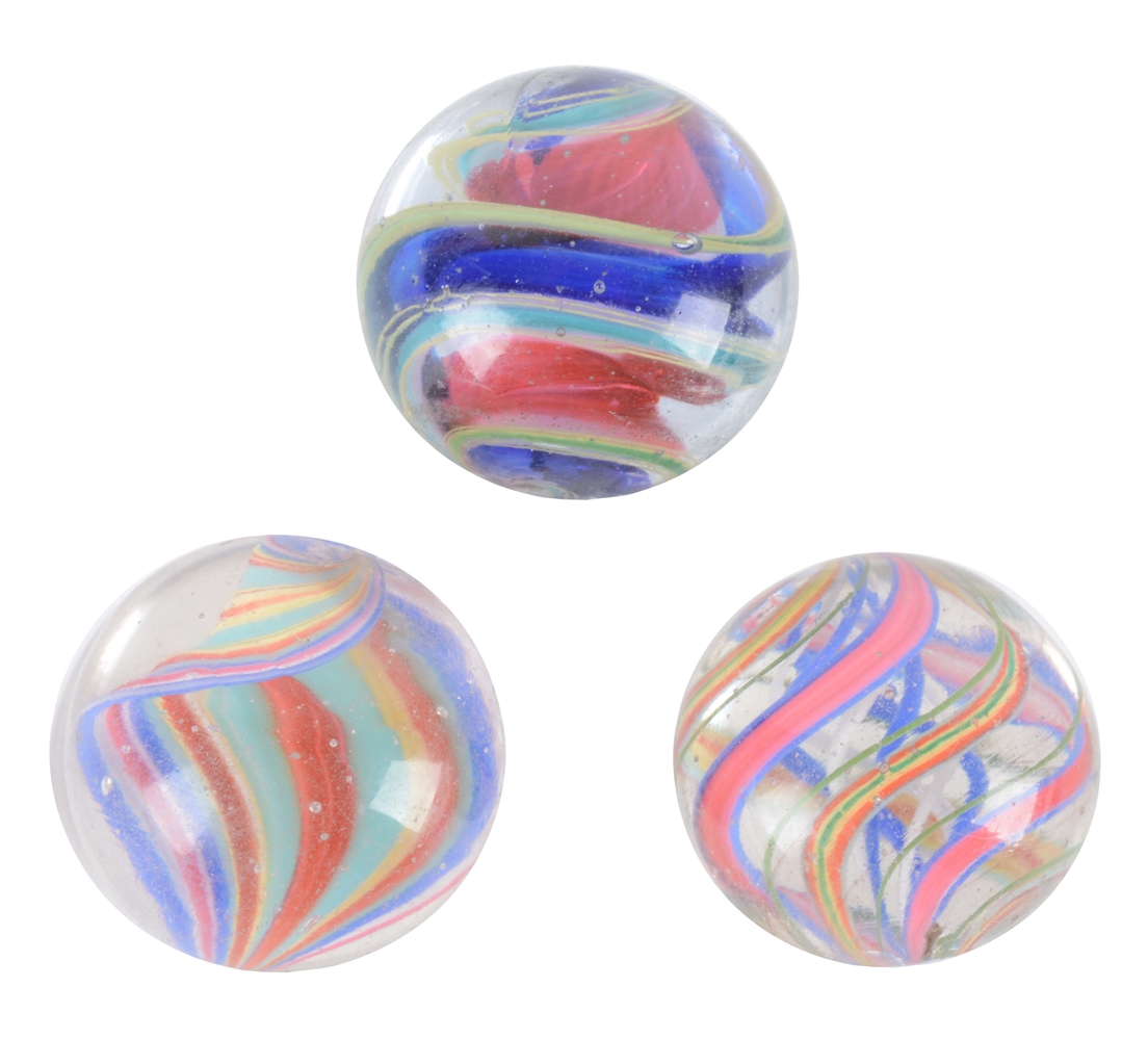 LOT OF 3: GREAT SWIRL MARBLES.