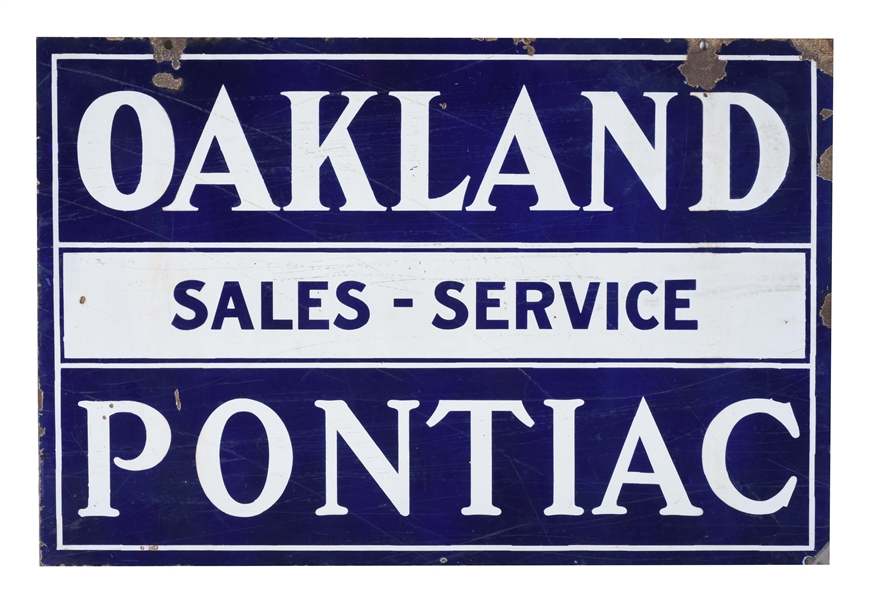 OAKLAND & PONTIAC SALES - SERVICE PORCELAIN SIGN.
