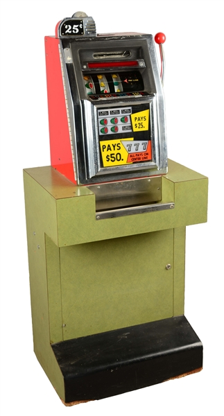 **25¢ MILLS NOVELTY CO. LATE BELL-O-MATIC SLOT MACHINE.