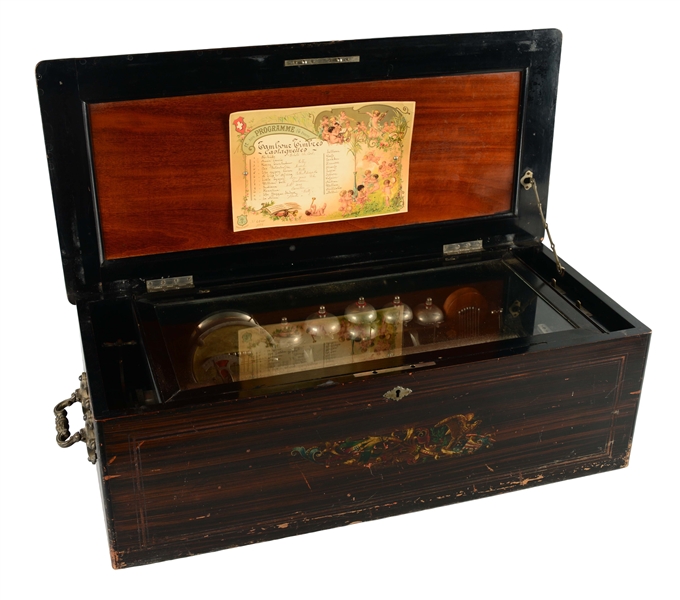 JACOTS 12 MELODIES SWISS CYLINDER MUSIC BOX. 