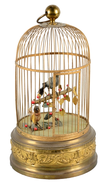 LARGE WIND-UP BIRDCAGE MUSIC BOX. 