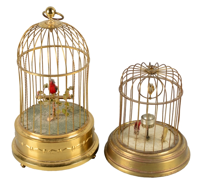 LOT OF 2: MECHANICAL BIRDCAGES.