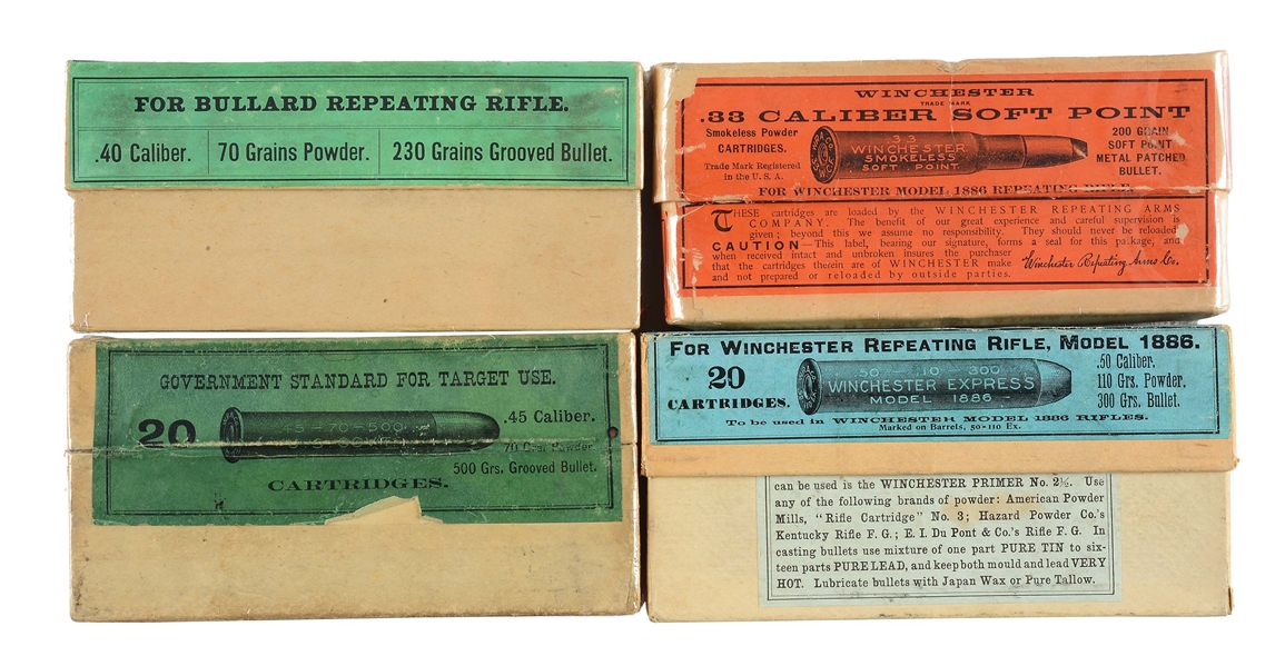 LOT OF 4: BOXES OF VARIOUS WINCHESTER RIFLE AMMUNITION.