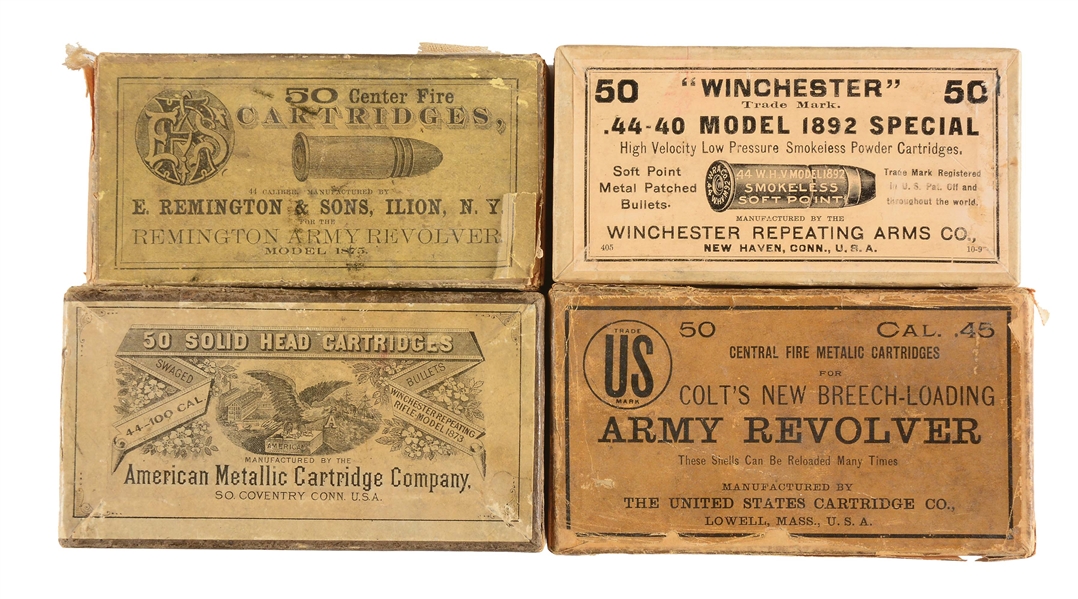 LOT OF 4: BOXES OF VARIOUS AMMUNITION.