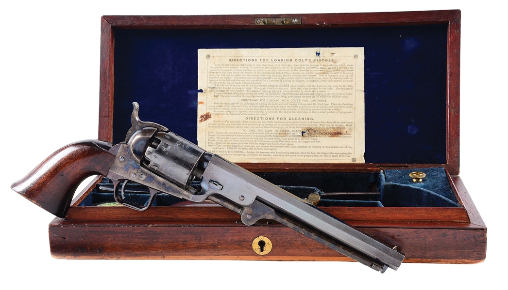 (A) CASED COLT 1851 LONDON NAVY PERCUSSION REVOLVER (1855).