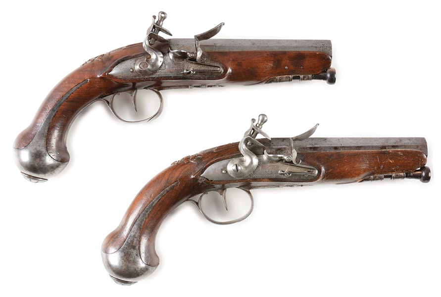 (A) PAIR OF FRENCH FLINTLOCK PISTOLS BY DASQUEMY OF ST. ETIENNE.