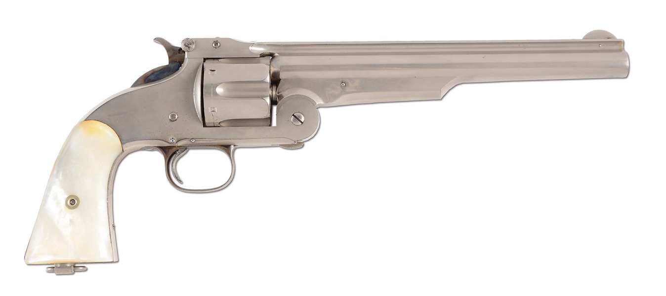 (A) BOXED SMITH & WESSON NO. 3 RUSSIAN 1ST MODEL SINGLE ACTION REVOLVER WITH PEARL GRIPS.