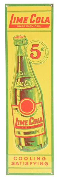 LIME COLA EMBOSSED TIN DOOR PUSH SIGN. 
