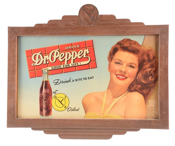 DR. PEPPER RUTH VALMY CARDBOARD ADVERTISING SIGN. 
