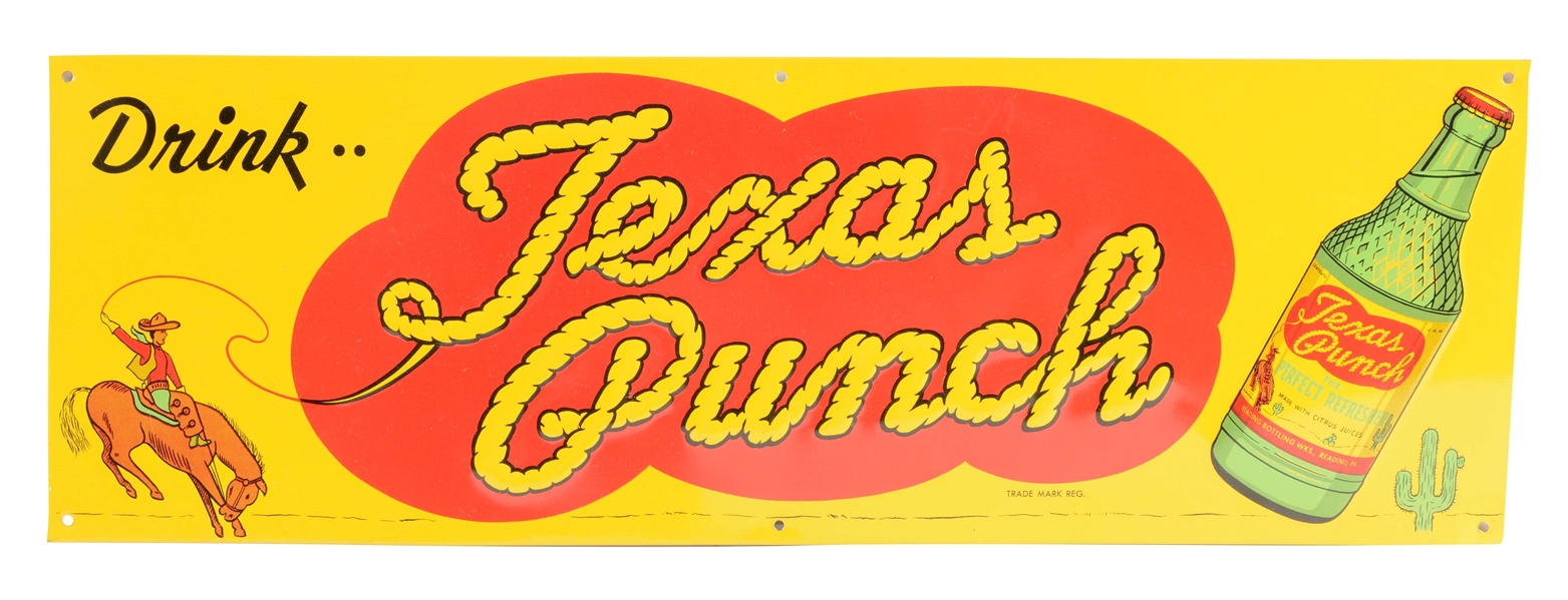 TEXAS PUNCH EMBOSED TIN ADVERTISING SIGN. 