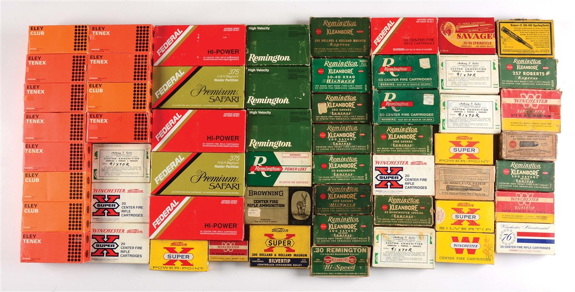 LOT OF 113: BOXES OF MISCELLANEOUS CALIBER AMMO.