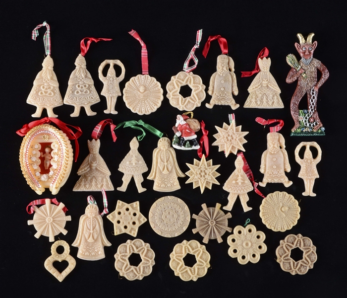 LOT OF WAX CHRISTMAS ORNAMENTS. 