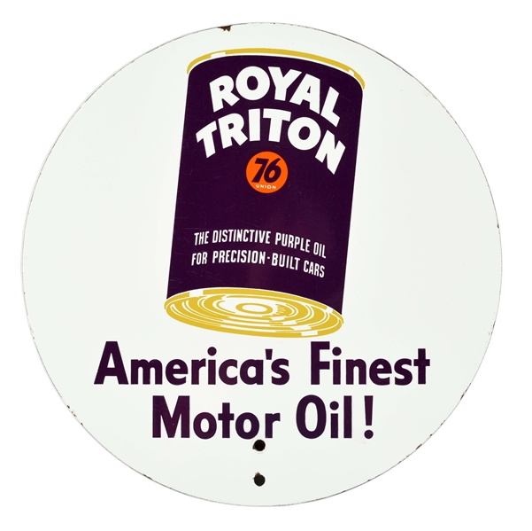 UNION 76 ROYAL TRITON PORCELAIN MOTOR OIL RACK SIGN.