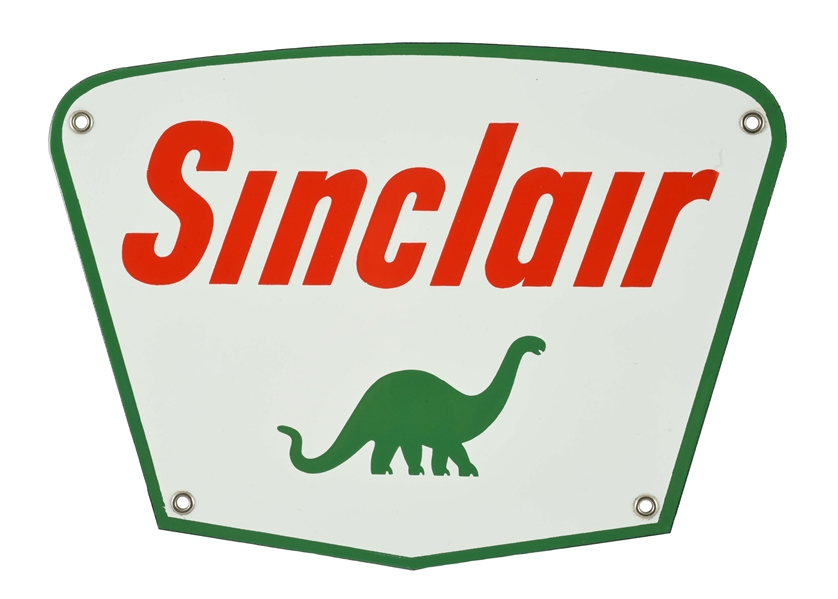 NEW OLD STOCK SINCLAIR GASOLINE DINO PORCELAIN PUMP PLATE.