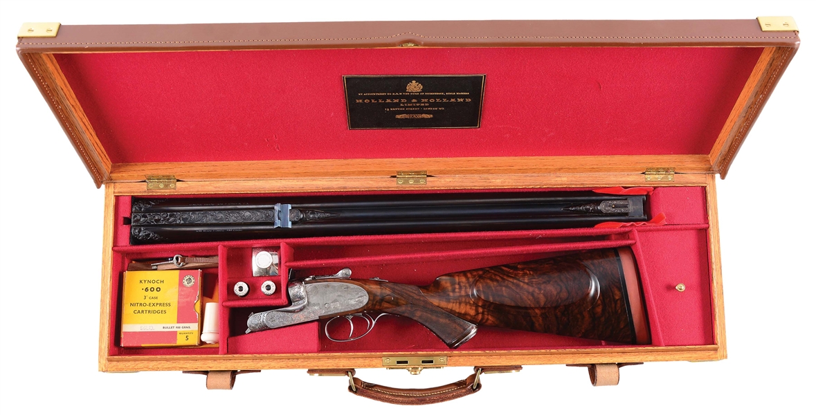 (M) BACKDOOR HOLLAND & HOLLAND .600 NITRO SIDELOCK EJECTOR DOUBLE RIFLE FINISHED BY N. MAKINSON & SON AND ENGRAVED WITH TRULY EXCEPTIONAL BULINO SCENES OF BIG TUSKERS BY T. POZZOBON WITH CASE