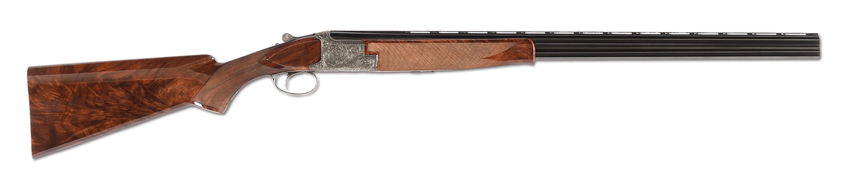 (M) 20 GAUGE BROWNING "C" SERIES "EXHIBITION" SUPERPOSED SHOTGUN WITH SUPERB BAROQUE SCROLL BY C.  BAERTEN WITH CASE