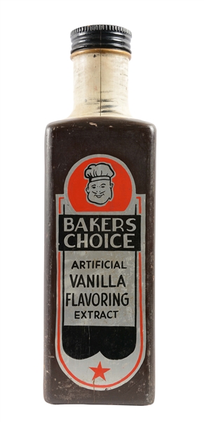 BAKERS CHOICE VANILLA EXTRACT OVERSIZED WOODEN STORE DISPLAY BOTTLE. 