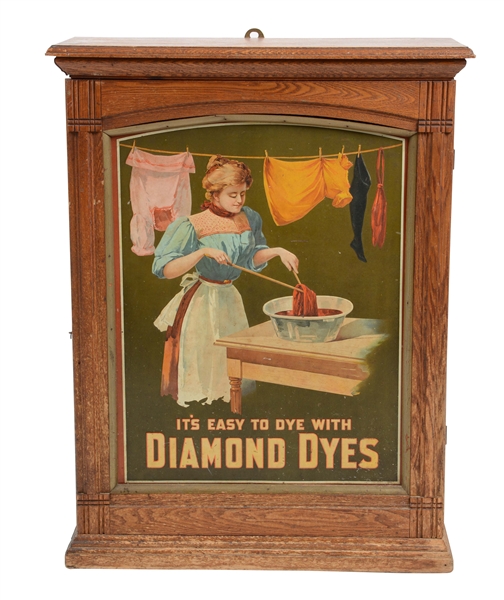 OVERSIZED DIAMOND DYES COUNTRY STORE CABINET.