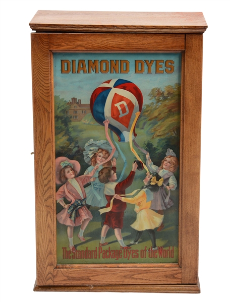 DIAMOND DYES COUNTRY STORE ADVERTISING CABINET.