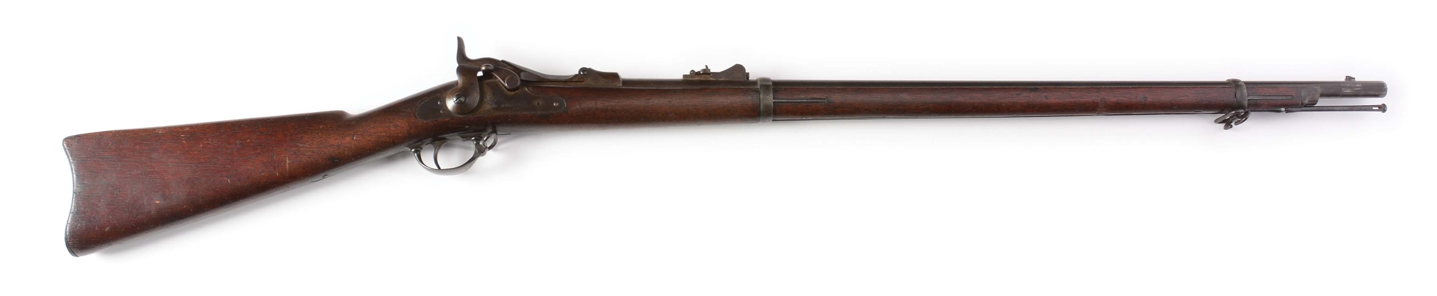 (A) US SPRINGFIELD MODEL 1873 SINGLE SHOT RIFLE (1881).