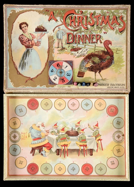 A CHRISTMAS DINNER GAME BY PARKER BROTHERS WITH BOX. 