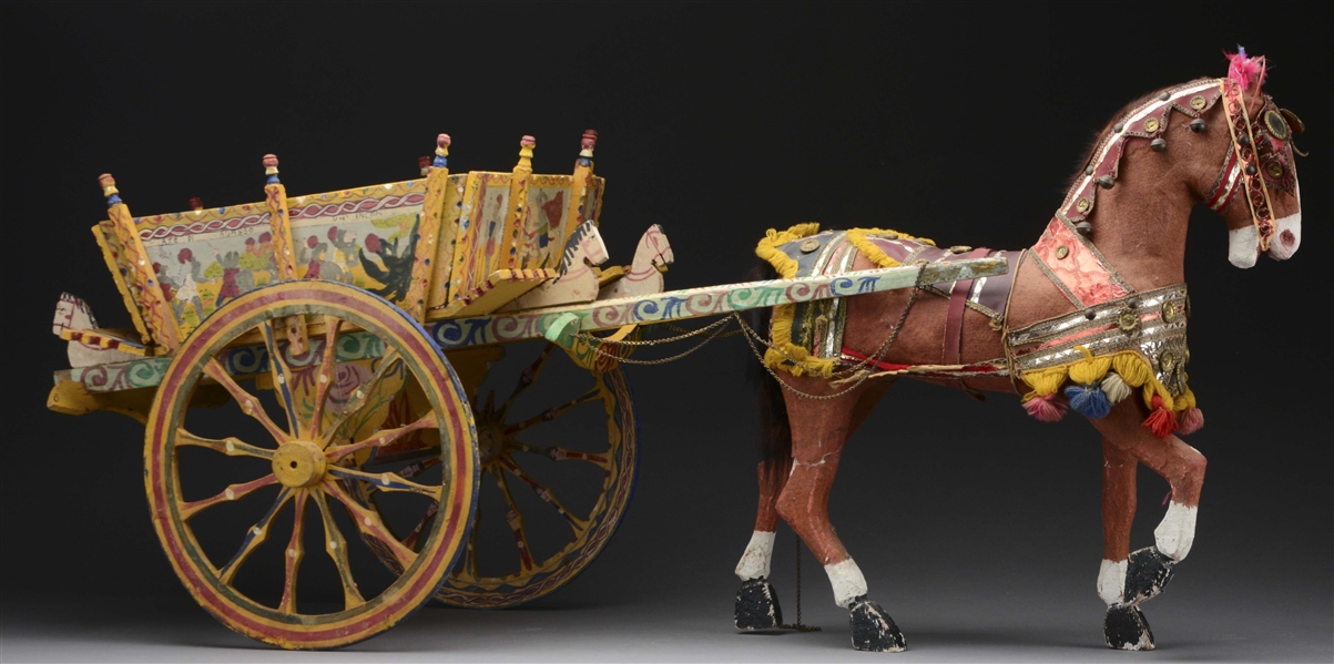 SICILIAN HORSE AND WAGON TOY.