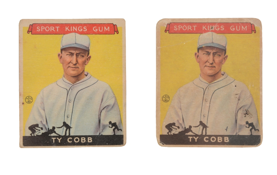 LOT OF 2: 1933 GOUDEY SPORT KINGS GUM TY COBB BASEBALL CARDS.