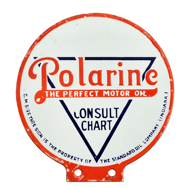 NOS POLARINE THE PERFECT MOTOR OIL PORCELAIN LUBSTER PADDLE SIGN.