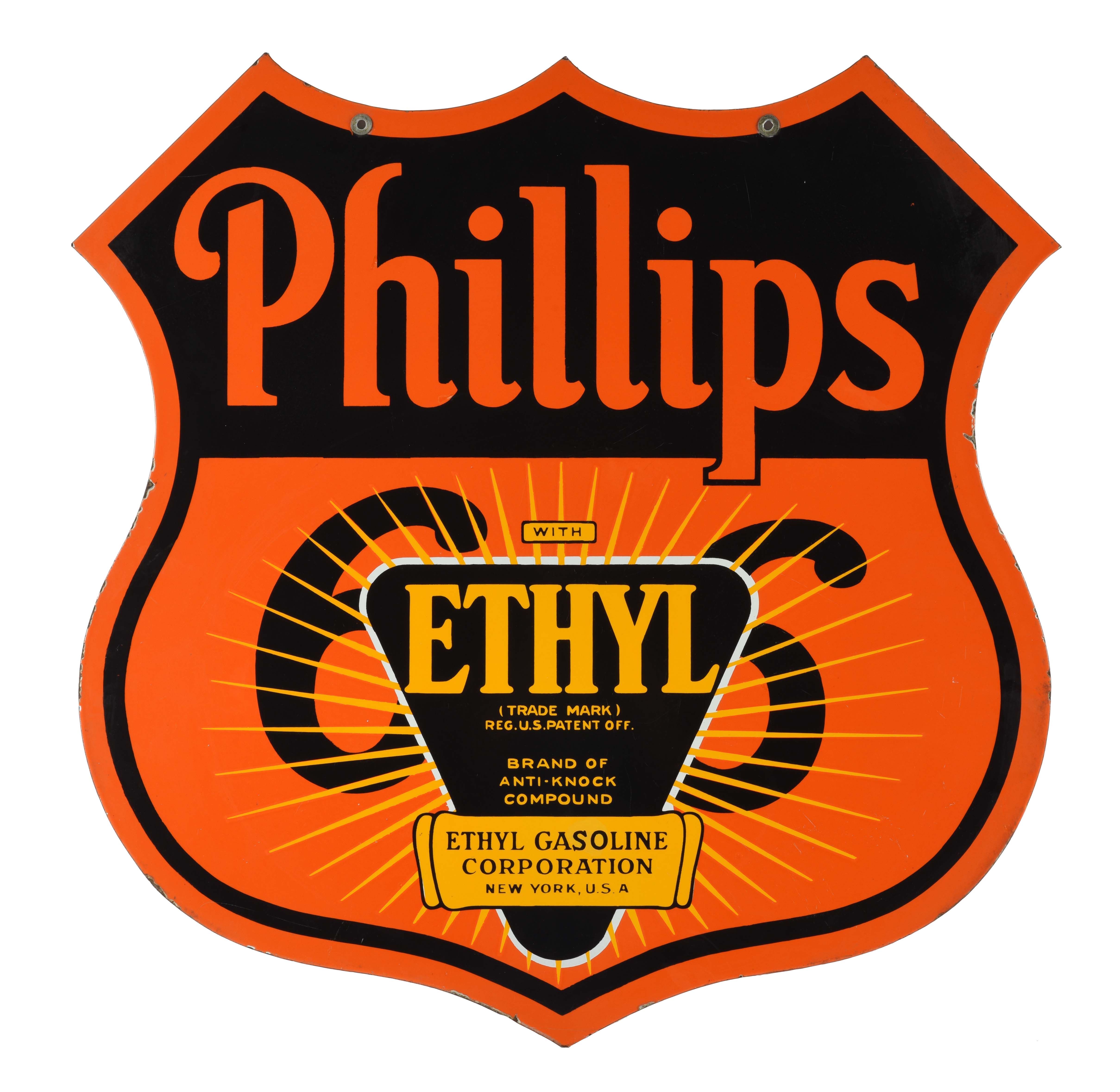 Philips 66 Ethyl Gasoline Corporation Motor Oil Gas Round MDF Wood Sign 