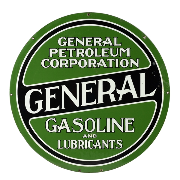 GENERAL PETROLEUM GASOLINE & LUBRICANTS PORCELAIN CURB SIGN.