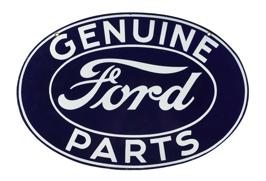 NEW OLD STOCK FORD GENUINE PARTS PORCELAIN OVAL SIGN.