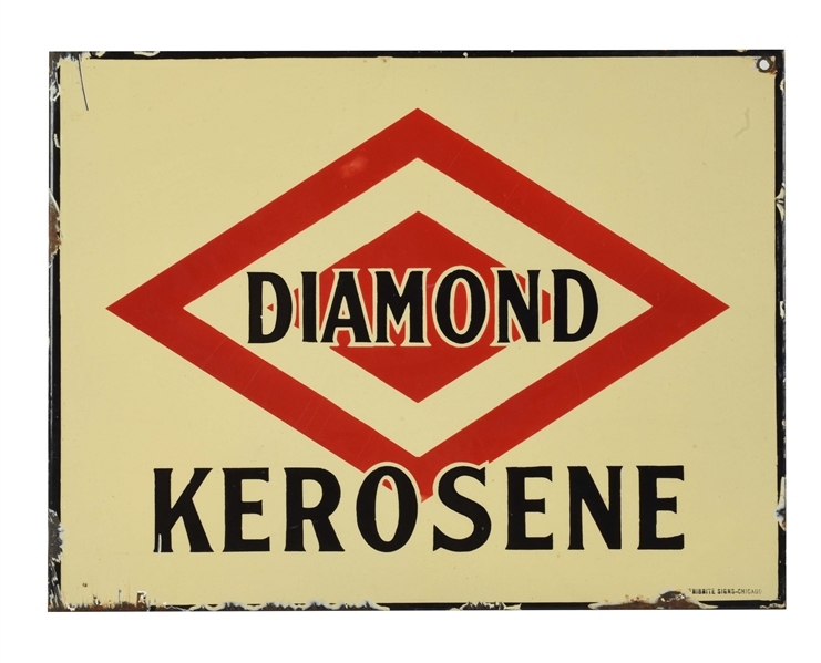 DX DIAMOND KEROSENE PORCELAIN FLANGE SERVICE STATION SIGN.