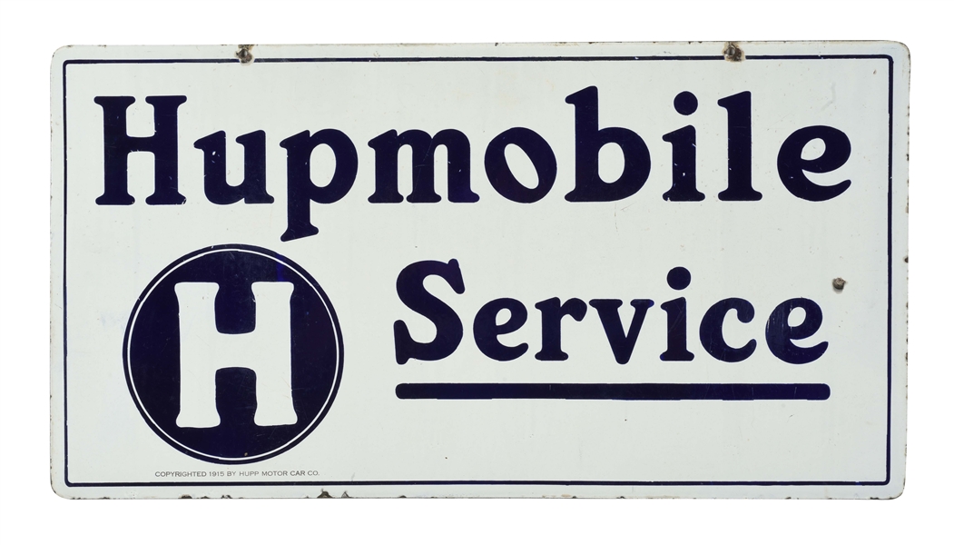 HUBMOBILE AUTOMOBILE SERVICE STATION PORCELAIN SIGN.