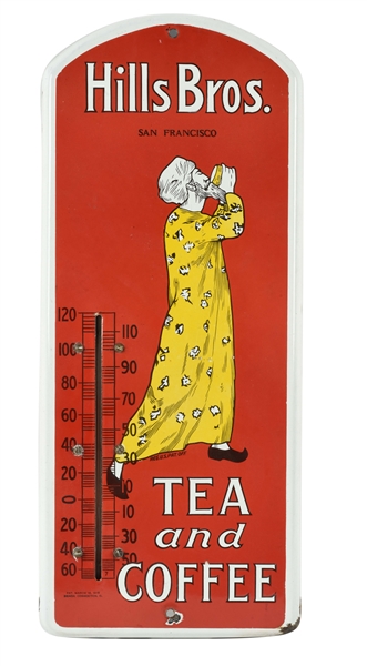 RARE HILLS BROTHERS TEA & COFFEE PORCELAIN THERMOMETER.