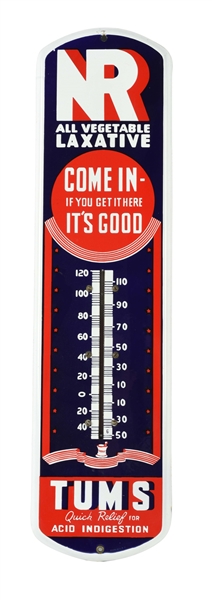 NATURES REMEDY & TUMS PORCELAIN COUNTRY STORE THERMOMETER.